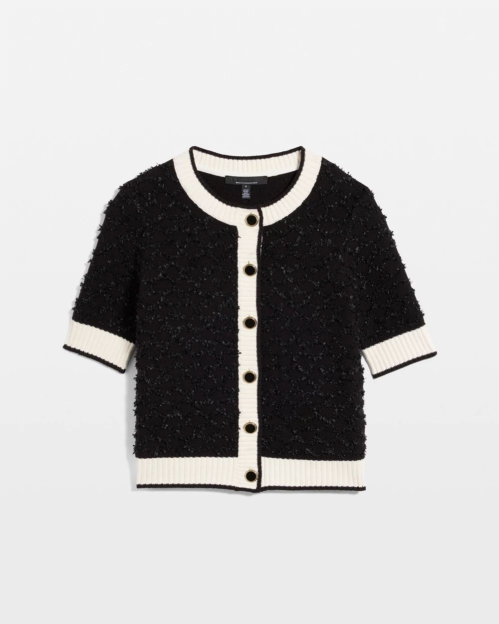 Bouclé Elbow Sleeve Cardigan | White House Black Market